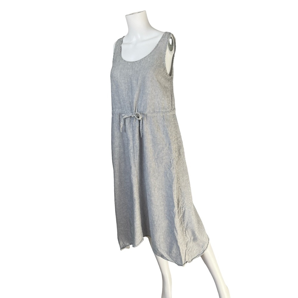 Nordstrom Rack Sleeveless Dress Gray White Stripes Linen Blend Neutral Size XS